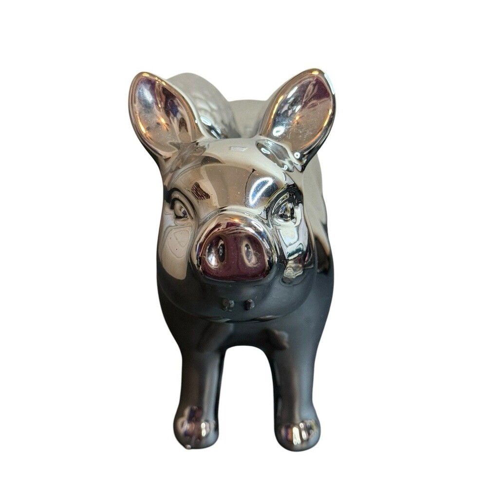 When Pigs Fly Metal Figure Statue Flying Pig Chrome Finish 11.5"x5"x4" - Picture 2 of 12
